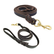 Dog Leash Cowhide Lead Heavy Duty Leather M Size Brown For Walking Training - Black V528-PET-LEASH-BLACK-980562