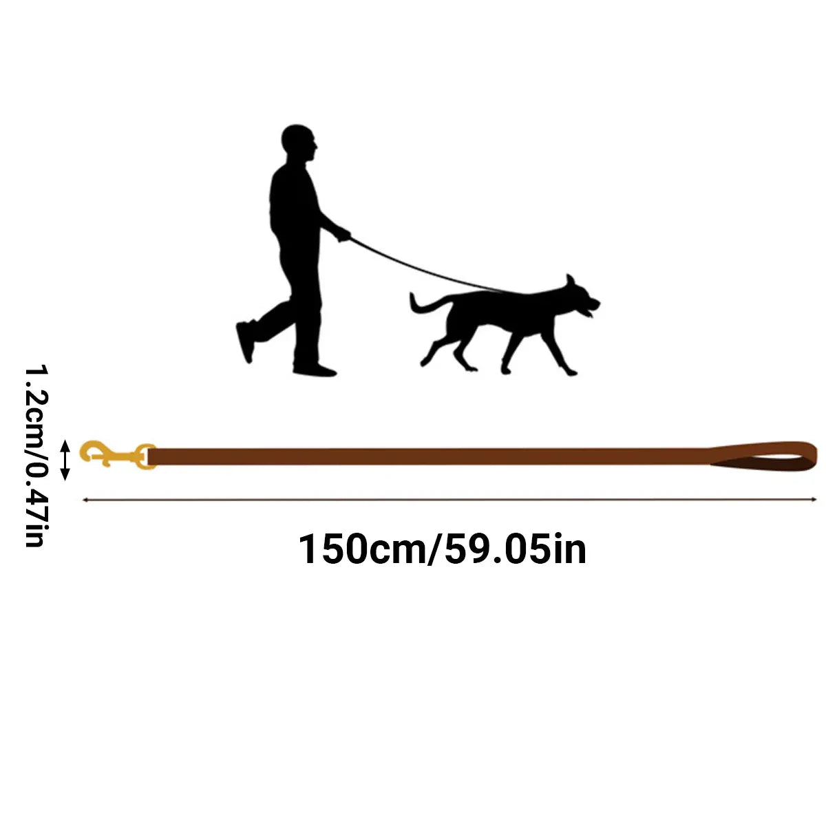 Dog Leash Cowhide Lead Heavy Duty Leather M Size Brown For Walking Training - Black V528-PET-LEASH-BLACK-980562