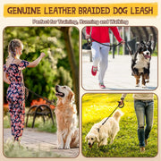 Dog Leash Cowhide Lead Heavy Duty Leather M Size Brown For Walking Training - Black V528-PET-LEASH-BLACK-980562