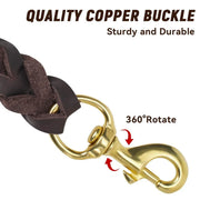 Dog Leash Cowhide Lead Heavy Duty Leather M Size Brown For Walking Training - Black V528-PET-LEASH-BLACK-980562