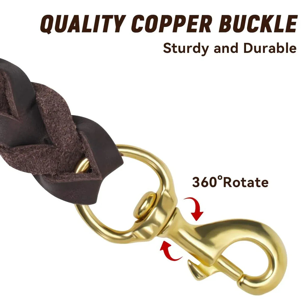 Dog Leash Cowhide Lead Heavy Duty Leather M Size Brown For Walking Training - Black V528-PET-LEASH-BLACK-980562