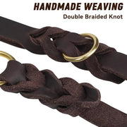Dog Leash Cowhide Lead Heavy Duty Leather M Size Brown For Walking Training - Black V528-PET-LEASH-BLACK-980562