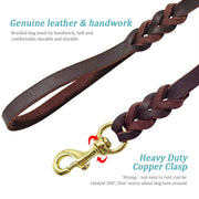 Dog Leash Cowhide Lead Heavy Duty Leather M Size Brown For Walking Training - Black V528-PET-LEASH-BLACK-980562