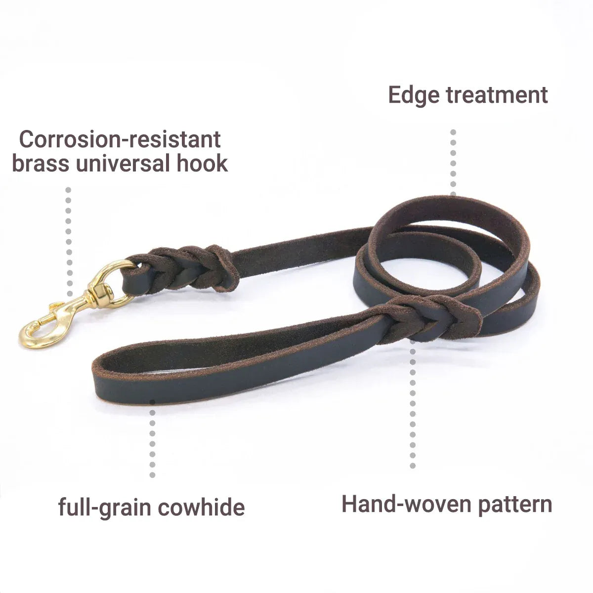 Dog Leash Cowhide Lead Heavy Duty Leather M Size Brown For Walking Training - Black V528-PET-LEASH-BLACK-980562