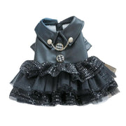 Autumn Winter Pet Dog Cat Dress Faux Leather Sequin Skirt Outfit for Small Dogs - L V528-PET-LEATHER-SKIRT-L-842135