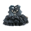 Autumn Winter Pet Dog Cat Dress Faux Leather Sequin Skirt Outfit for Small Dogs - M V528-PET-LEATHER-SKIRT-M-519576