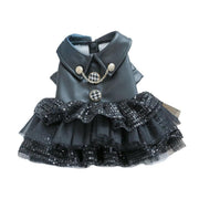 Autumn Winter Pet Dog Cat Dress Faux Leather Sequin Skirt Outfit for Small Dogs - M V528-PET-LEATHER-SKIRT-M-519576