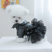 Autumn Winter Pet Dog Cat Dress Faux Leather Sequin Skirt Outfit for Small Dogs - M V528-PET-LEATHER-SKIRT-M-519576