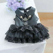 Autumn Winter Pet Dog Cat Dress Faux Leather Sequin Skirt Outfit for Small Dogs - M V528-PET-LEATHER-SKIRT-M-519576