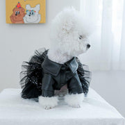 Autumn Winter Pet Dog Cat Dress Faux Leather Sequin Skirt Outfit for Small Dogs - M V528-PET-LEATHER-SKIRT-M-519576