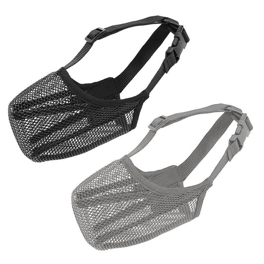 2PCS Adjustable Mesh Pet Dog Muzzle Mask Mouth Cover No Bite Strap Mouth Cover - Black-S V528-PET-MUZZLE-BLACK-2PCS-S-571590