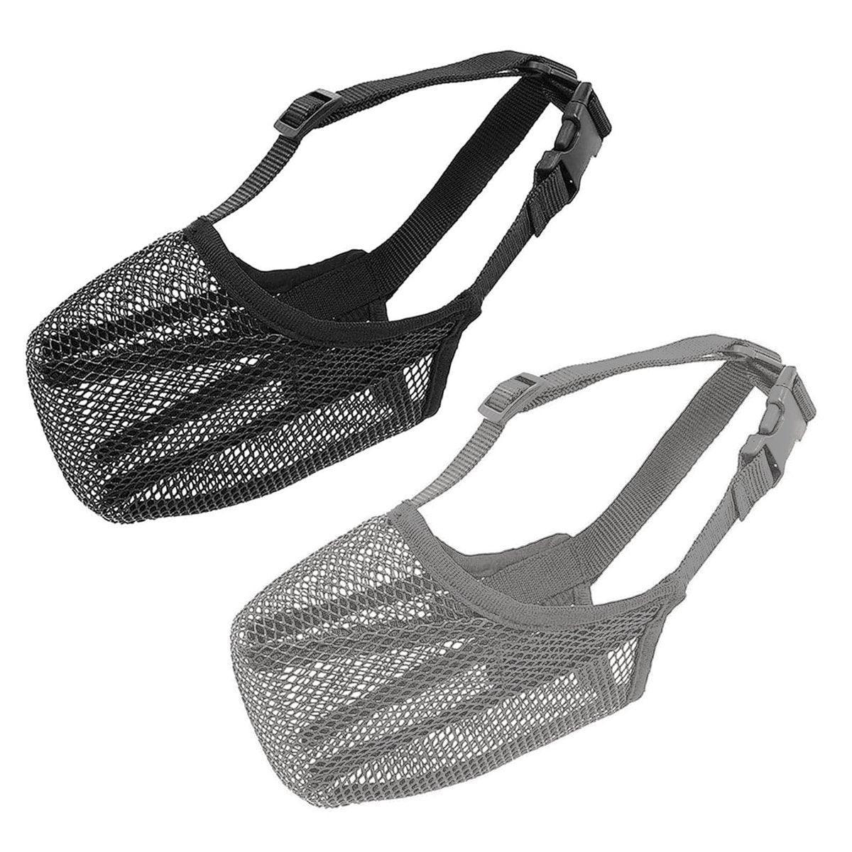 2PCS Adjustable Mesh Pet Dog Muzzle Mask Mouth Cover No Bite Strap Mouth Cover - Grey-M V528-PET-MUZZLE-GREY-2PCS-M-749238