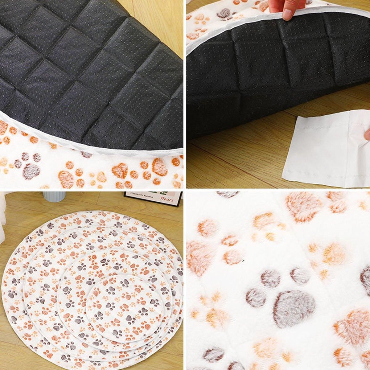 Waterproof Dog Pads Round Diaper Pads Pet Training Pads for Puppies and Dogs - White-75cm V528-PET-PAD-ZYBS-80CM-962581