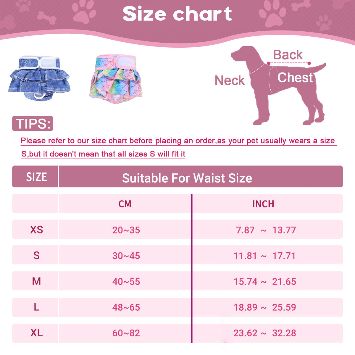 Pet Dog Diapers Female Pants Soft Breathable Underwear Reusable Sanitary Briefs - Mermaid - S V528-PET-PANTS-CH-S-321406