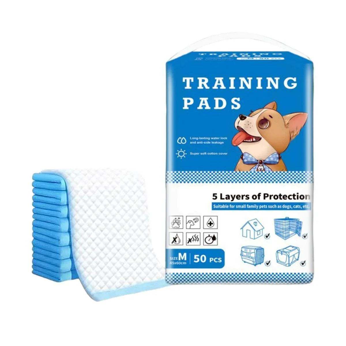 Large Puppy Dog Training Pads Pet Toilet Thickened Pee Pads Mat Indoor Absorbent - M ( 60*45cm) - 50PCS V528-PET-PEE-PAD-M-367454
