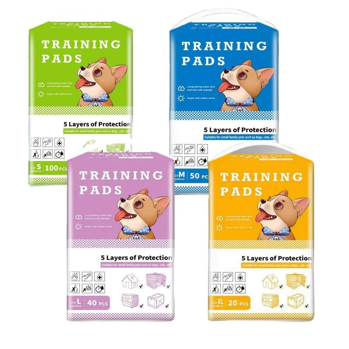 Large Puppy Dog Training Pads Pet Toilet Thickened Pee Pads Mat Indoor Absorbent - M ( 60*45cm) - 50PCS V528-PET-PEE-PAD-M-367454
