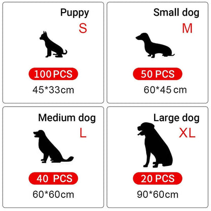 Large Puppy Dog Training Pads Pet Toilet Thickened Pee Pads Mat Indoor Absorbent - M ( 60*45cm) - 50PCS V528-PET-PEE-PAD-M-367454