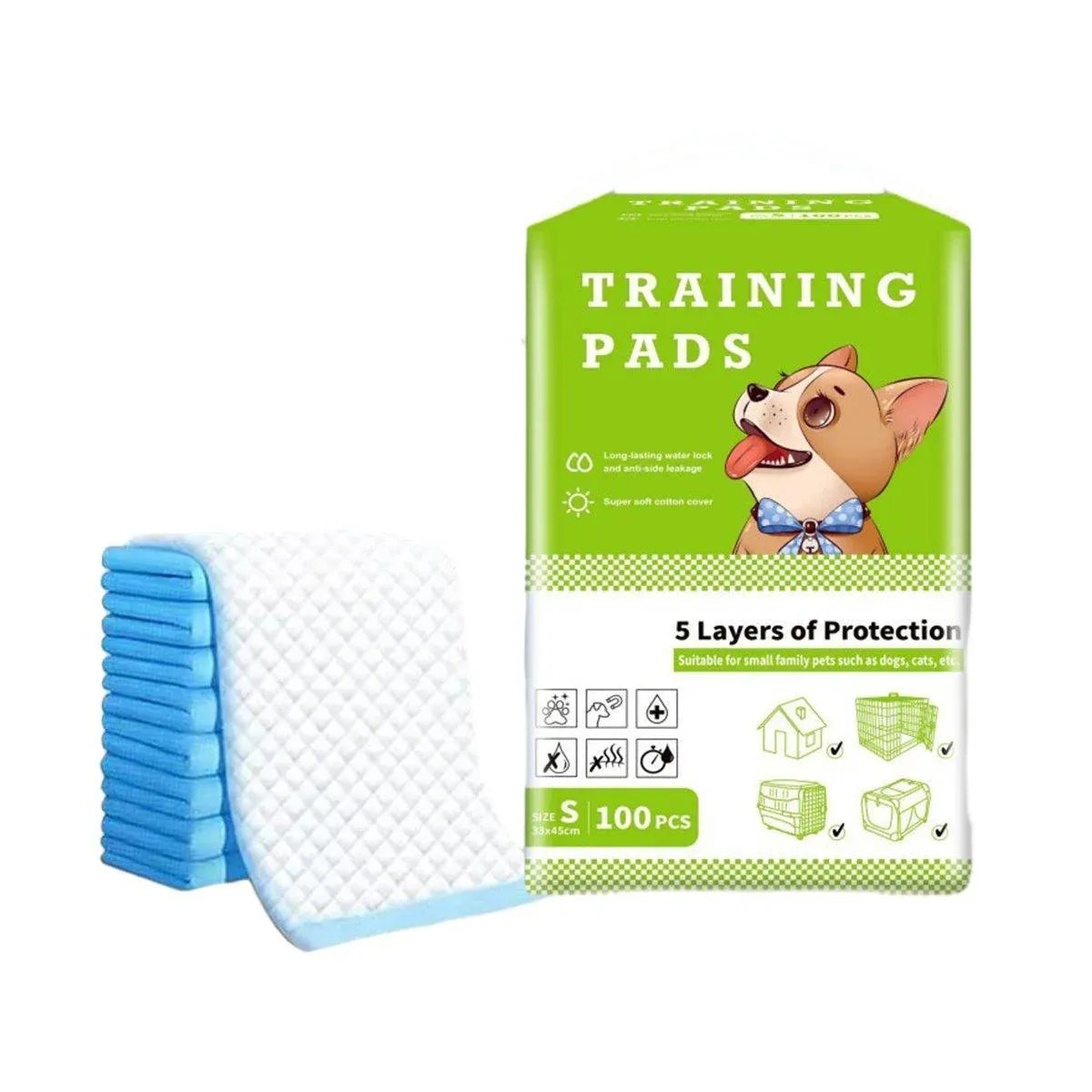 Large Puppy Dog Training Pads Pet Toilet Thickened Pee Pads Mat Indoor Absorbent - S ( 45*33cm) - 100PCS V528-PET-PEE-PAD-S-958606
