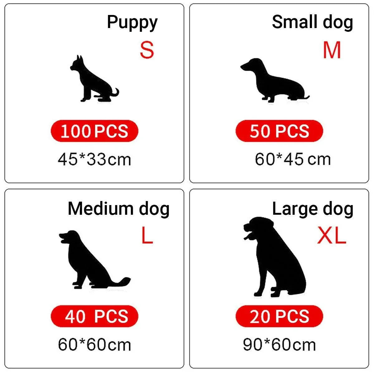 Large Puppy Dog Training Pads Pet Toilet Thickened Pee Pads Mat Indoor Absorbent - S ( 45*33cm) - 100PCS V528-PET-PEE-PAD-S-958606