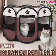 Pet Fence Indoor Cat Dog Tent Octagonal Fence Portable Foldable Cage Kennel - S-Pink V528-PET-PEN-S-PINK-292158