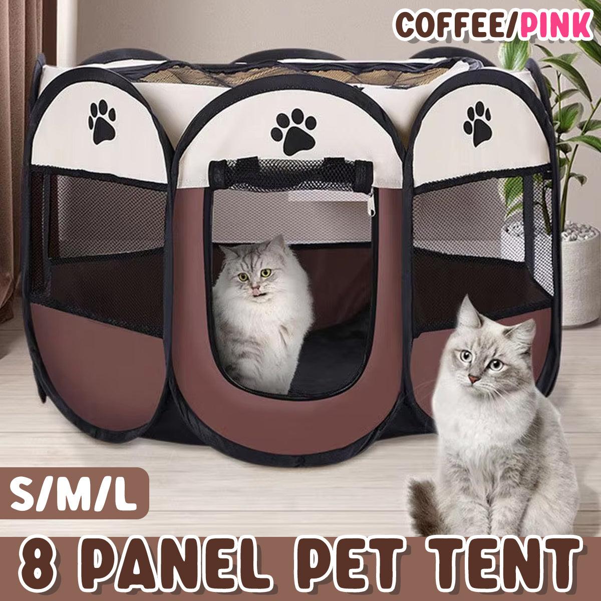 Pet Fence Indoor Cat Dog Tent Octagonal Fence Portable Foldable Cage Kennel - S-Pink V528-PET-PEN-S-PINK-292158
