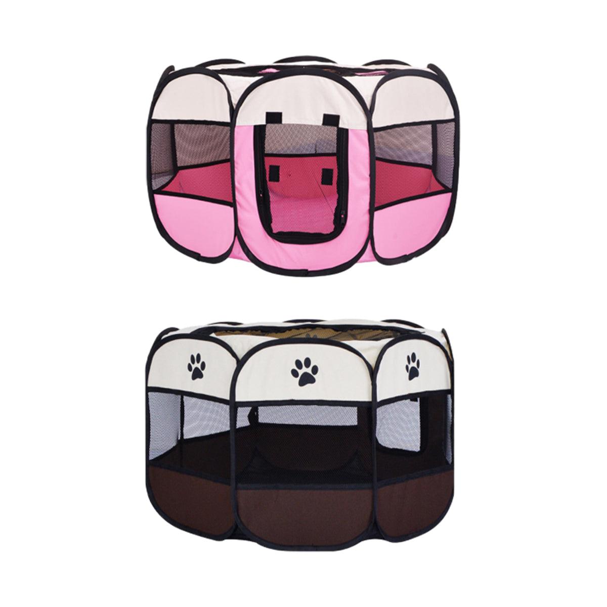 Pet Fence Indoor Cat Dog Tent Octagonal Fence Portable Foldable Cage Kennel - S-Pink V528-PET-PEN-S-PINK-292158