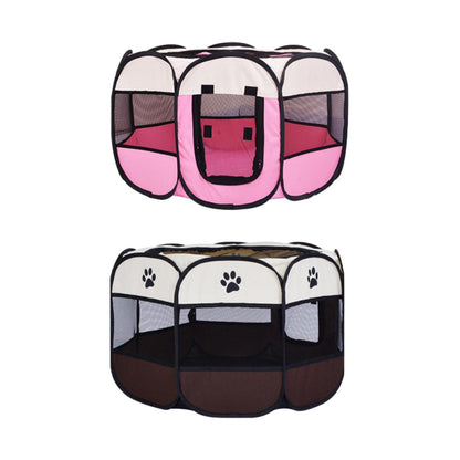 Pet Fence Indoor Cat Dog Tent Octagonal Fence Portable Foldable Cage Kennel - S-Pink V528-PET-PEN-S-PINK-292158