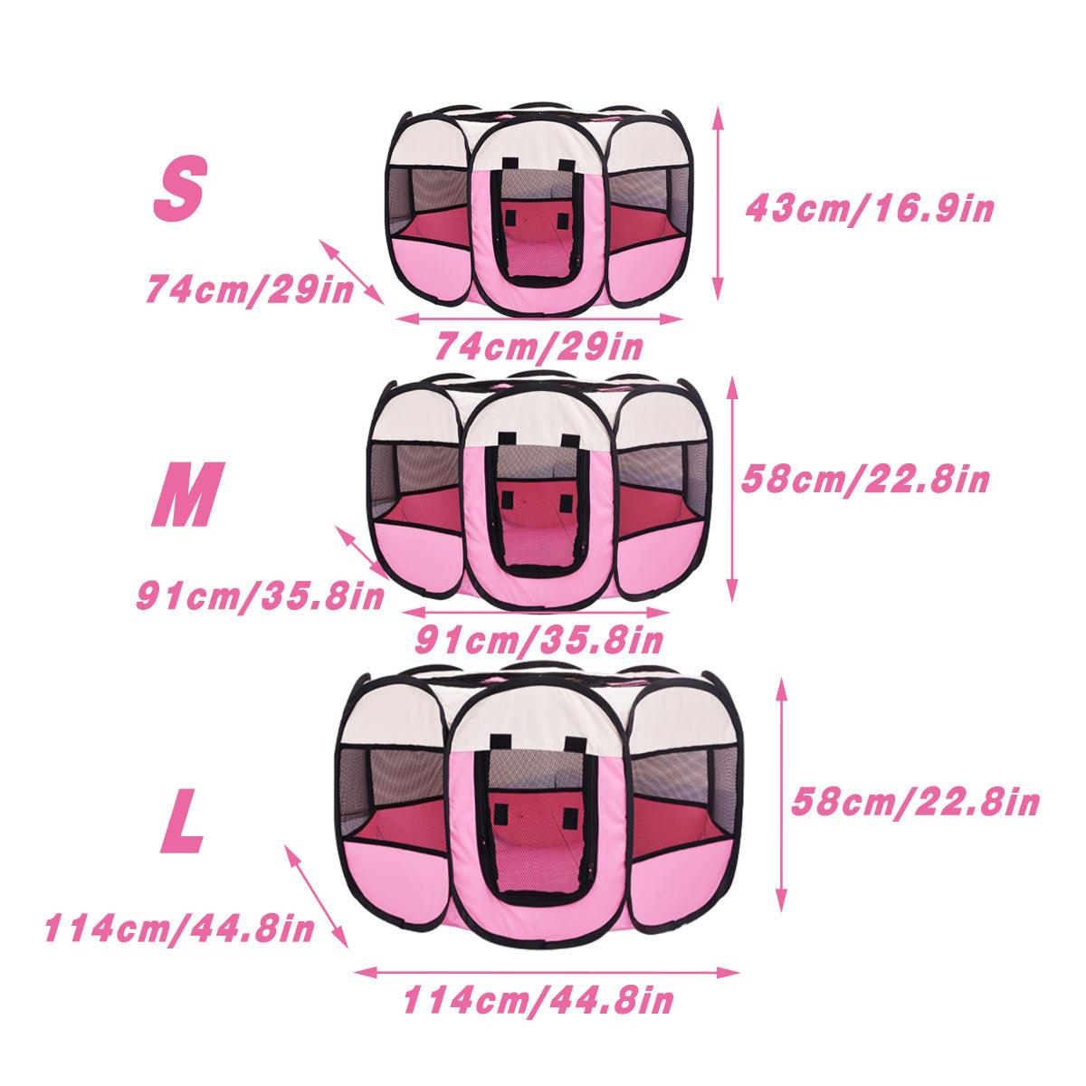 Pet Fence Indoor Cat Dog Tent Octagonal Fence Portable Foldable Cage Kennel - S-Pink V528-PET-PEN-S-PINK-292158