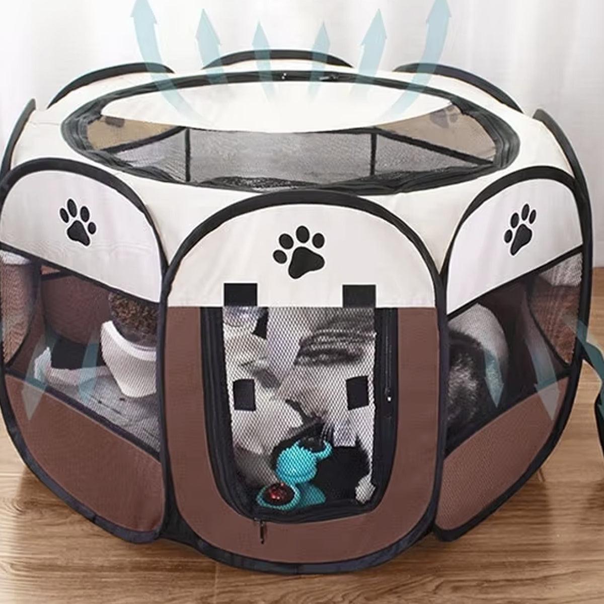 Pet Fence Indoor Cat Dog Tent Octagonal Fence Portable Foldable Cage Kennel - S-Pink V528-PET-PEN-S-PINK-292158