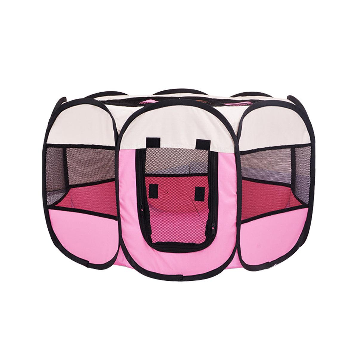 Pet Fence Indoor Cat Dog Tent Octagonal Fence Portable Foldable Cage Kennel - S-Pink V528-PET-PEN-S-PINK-292158