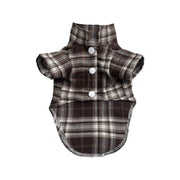 Soft Puppy Plaid Shirt Dog Clothes Jumpsuit Cat Pet Check Coat Summer T-shirt - Brown-S V528-PET-PLAID-SHIRT-BROWN-S-379049