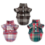 Soft Puppy Plaid Shirt Dog Clothes Jumpsuit Cat Pet Check Coat Summer T-shirt - Brown-S V528-PET-PLAID-SHIRT-BROWN-S-379049