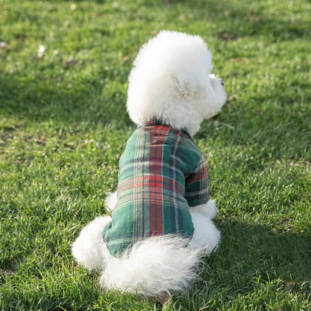 Soft Puppy Plaid Shirt Dog Clothes Jumpsuit Cat Pet Check Coat Summer T-shirt - Brown-S V528-PET-PLAID-SHIRT-BROWN-S-379049