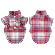 Soft Puppy Plaid Shirt Dog Clothes Jumpsuit Cat Pet Check Coat Summer T-shirt - Brown-S V528-PET-PLAID-SHIRT-BROWN-S-379049
