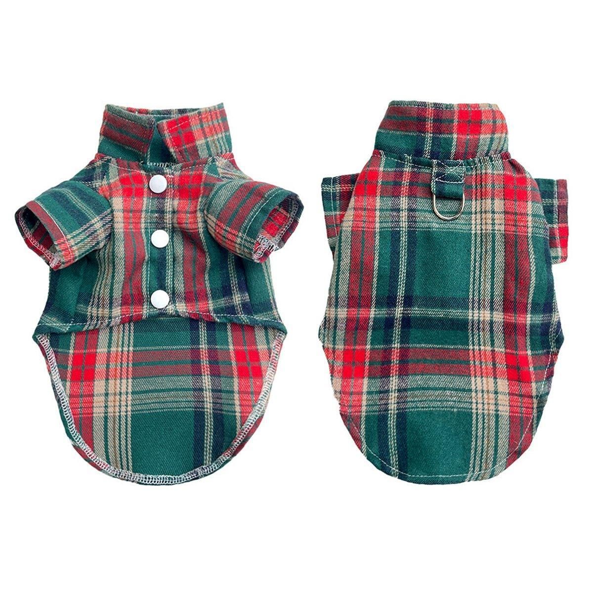 Soft Puppy Plaid Shirt Dog Clothes Jumpsuit Cat Pet Check Coat Summer T-shirt - Brown-S V528-PET-PLAID-SHIRT-BROWN-S-379049