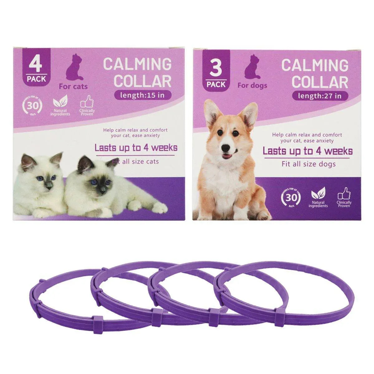 3/4pcs Calming Collar for Cats and Dogs Soothing Pet Relief Collar Long Lasting - 70cm-3PCS V528-PET-RELIEF-COLLAR-DOG-3PCS-509453