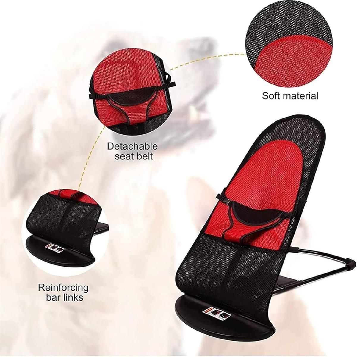Pet Rocking Chair for Dogs Cats Foldable Pet Bed Portable Sleeping Lounger Chair - Red V528-PET-ROCKING-CHAIR-RED-128802