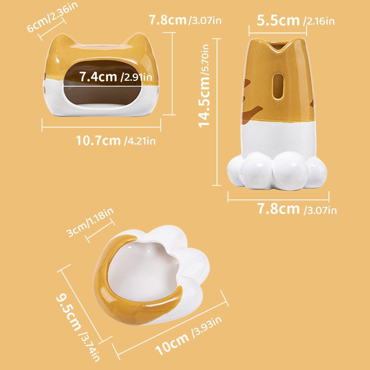 Hamster Porcelain Nest Escape House Tiger Head Bowl Claw Water Bottle Set V528-PET-SET-4PCS-574801