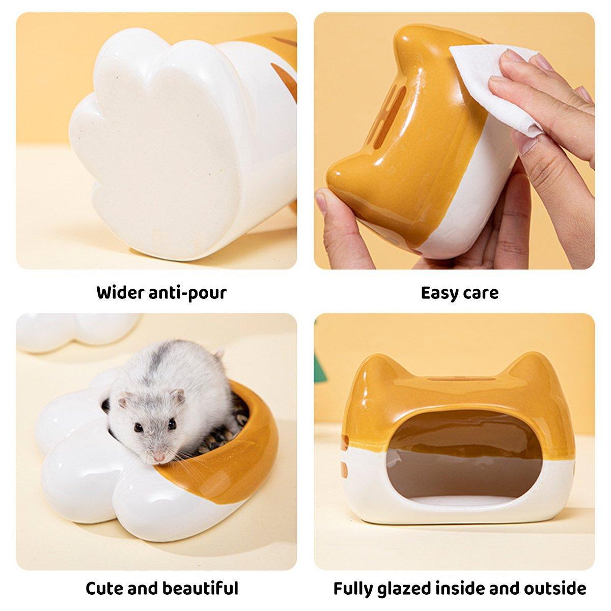 Hamster Porcelain Nest Escape House Tiger Head Bowl Claw Water Bottle Set V528-PET-SET-4PCS-574801