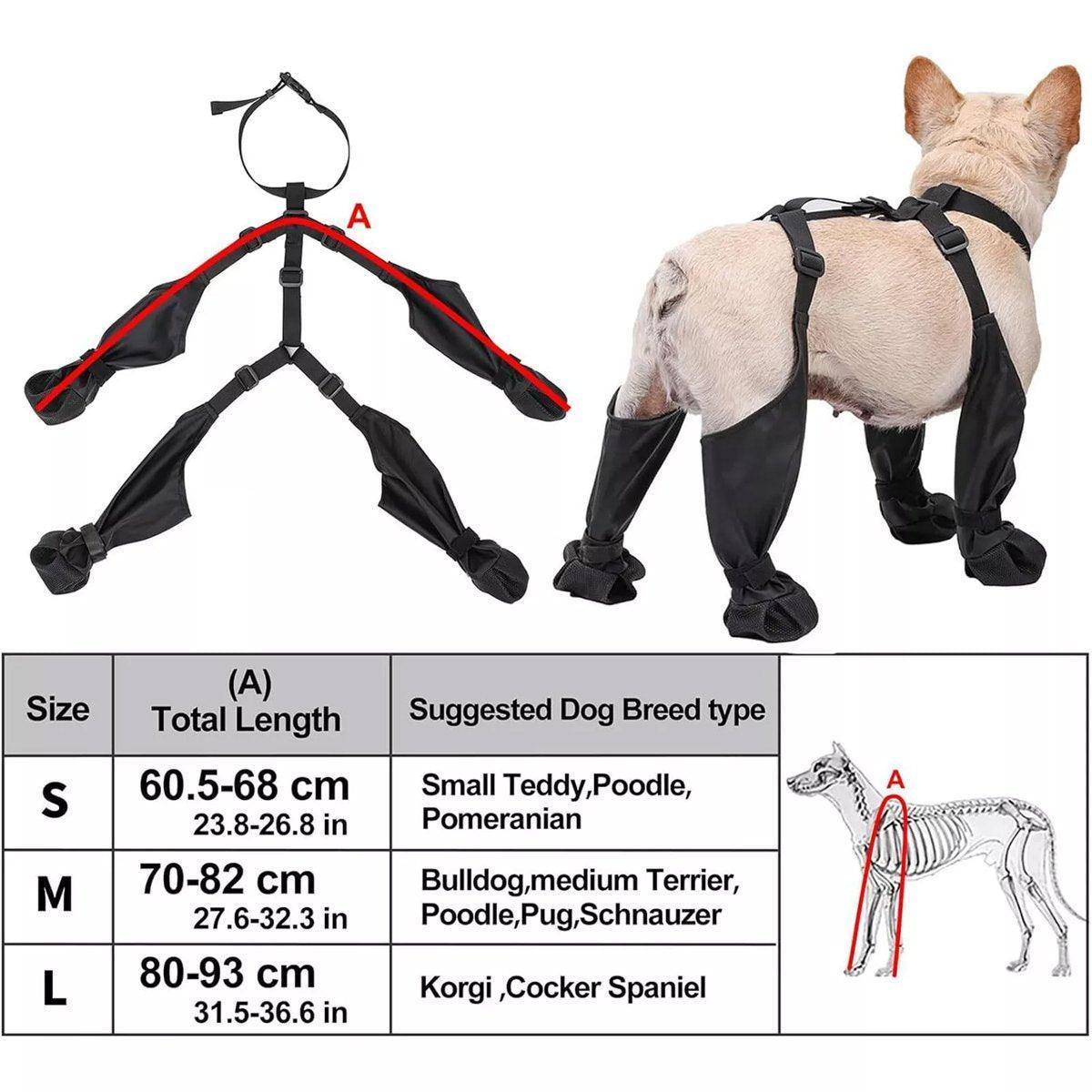 Dog Adjustable Suspender Boots Waterproof Dog Shoes Anti-Slip Pet Paw Protector - M V528-PET-SHOES-BLACK-M-590109