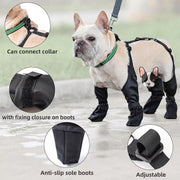 Dog Adjustable Suspender Boots Waterproof Dog Shoes Anti-Slip Pet Paw Protector - M V528-PET-SHOES-BLACK-M-590109