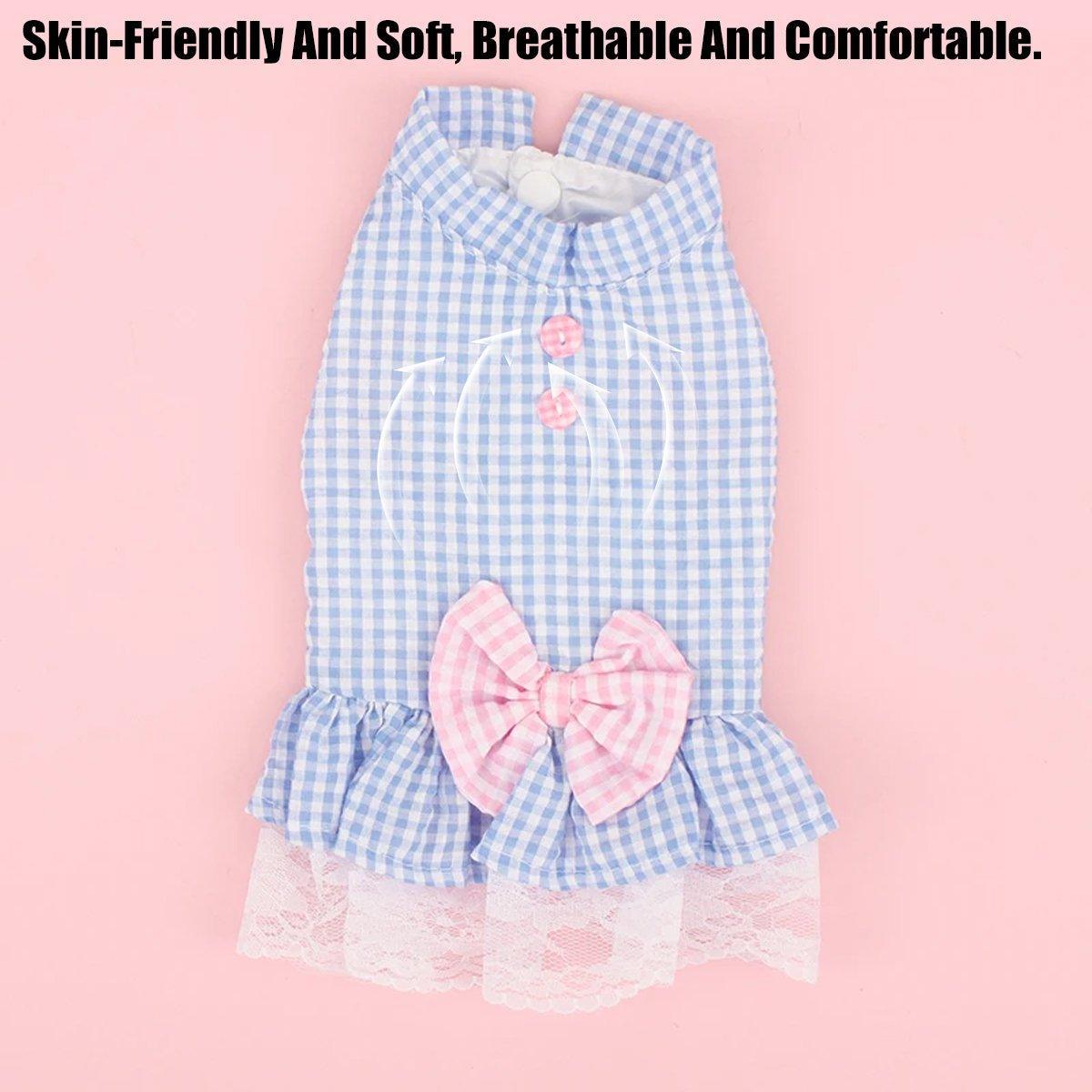 Cute Small Dog Dress Puppy Clothing Pet Apparel for Summer Fashion Outfit - Pink - L V528-PET-SKIRT-FG-L-262772