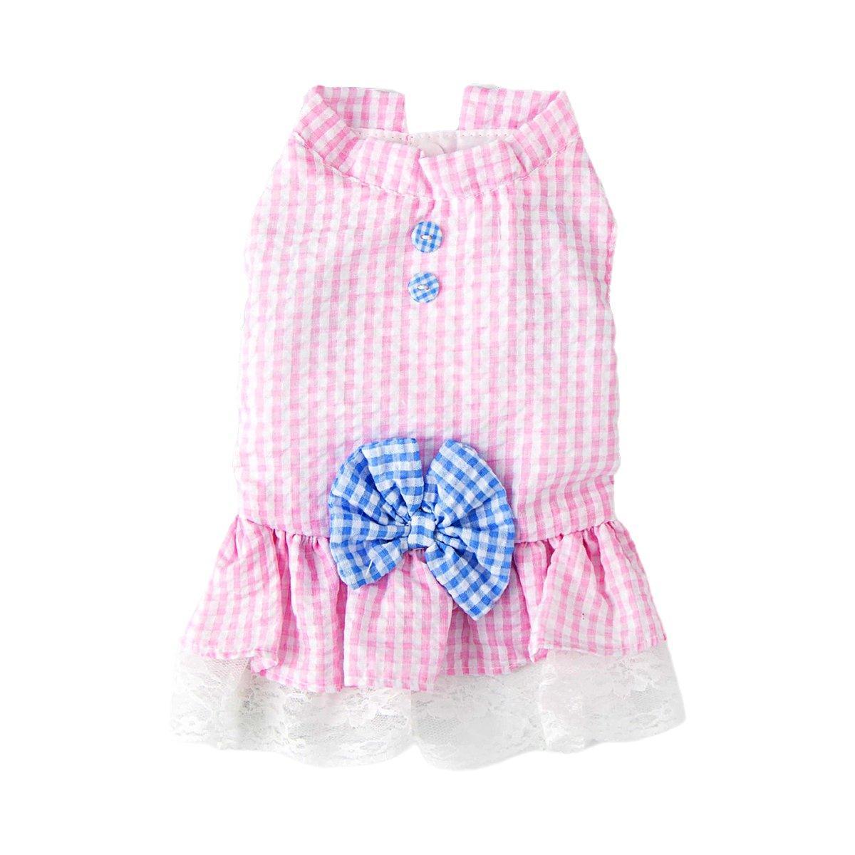 Cute Small Dog Dress Puppy Clothing Pet Apparel for Summer Fashion Outfit - Pink - L V528-PET-SKIRT-FG-L-262772