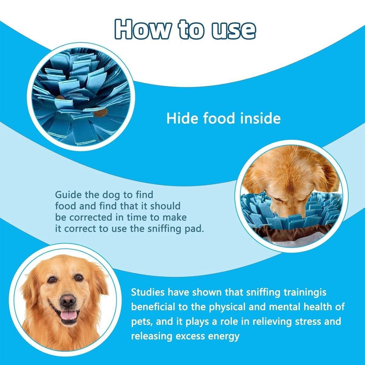 Pet Sniffing Mat Dog Training Slow Feeder Puzzle Toys Interactive Snuffle Mat V528-PET-SNIFFING-PADS-BLUE-814676