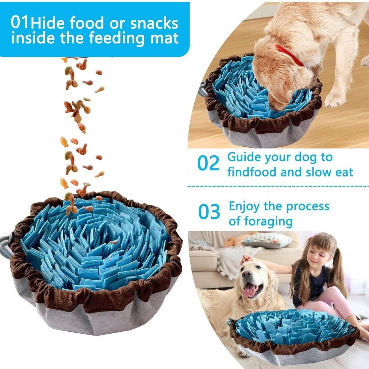 Pet Sniffing Mat Dog Training Slow Feeder Puzzle Toys Interactive Snuffle Mat V528-PET-SNIFFING-PADS-BLUE-814676