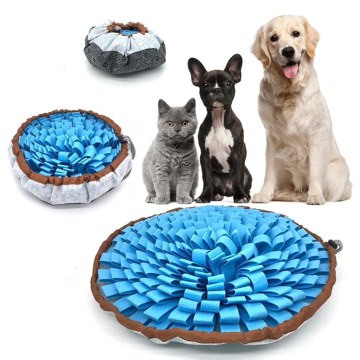 Pet Sniffing Mat Dog Training Slow Feeder Puzzle Toys Interactive Snuffle Mat V528-PET-SNIFFING-PADS-BLUE-814676
