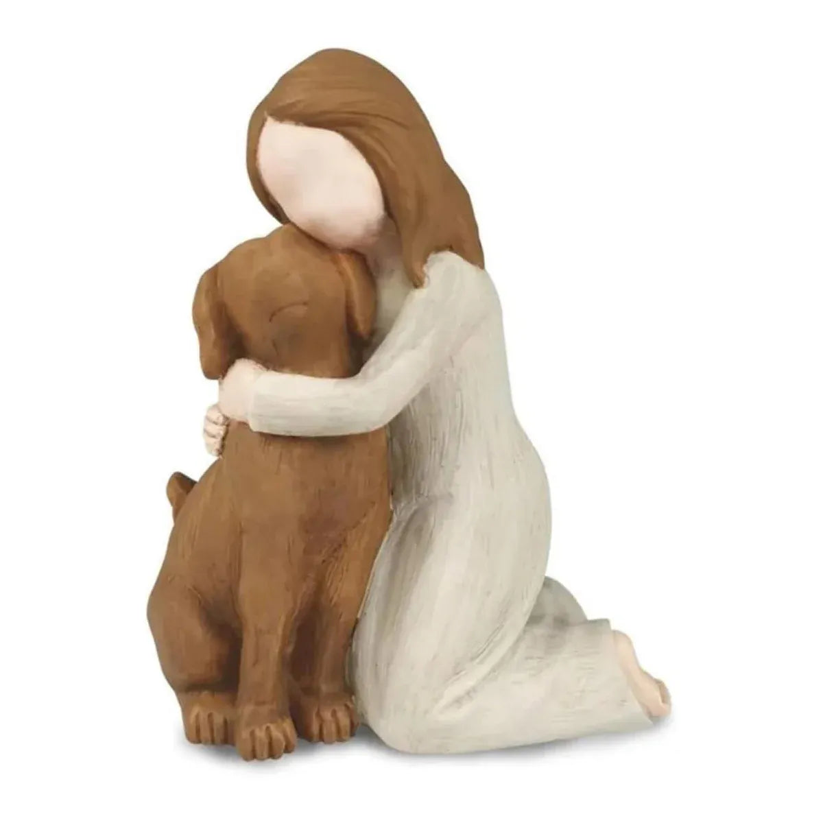 Girl Hugging Dog Ornament Decorative Figurine Resin Home Decoration Craft Gift - Yellow V528-PET-SOUVENIR-YELLOW-514661