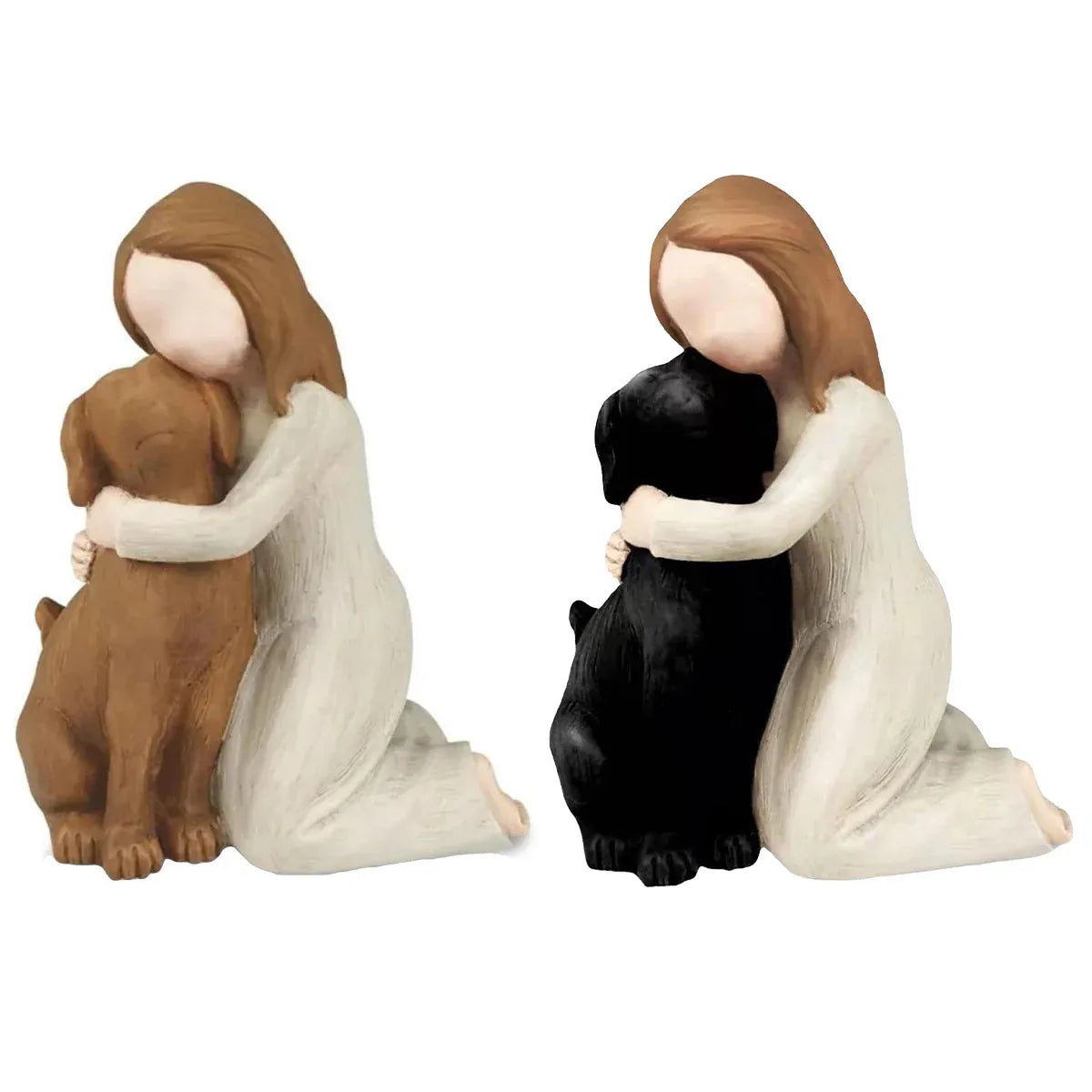 Girl Hugging Dog Ornament Decorative Figurine Resin Home Decoration Craft Gift - Yellow V528-PET-SOUVENIR-YELLOW-514661