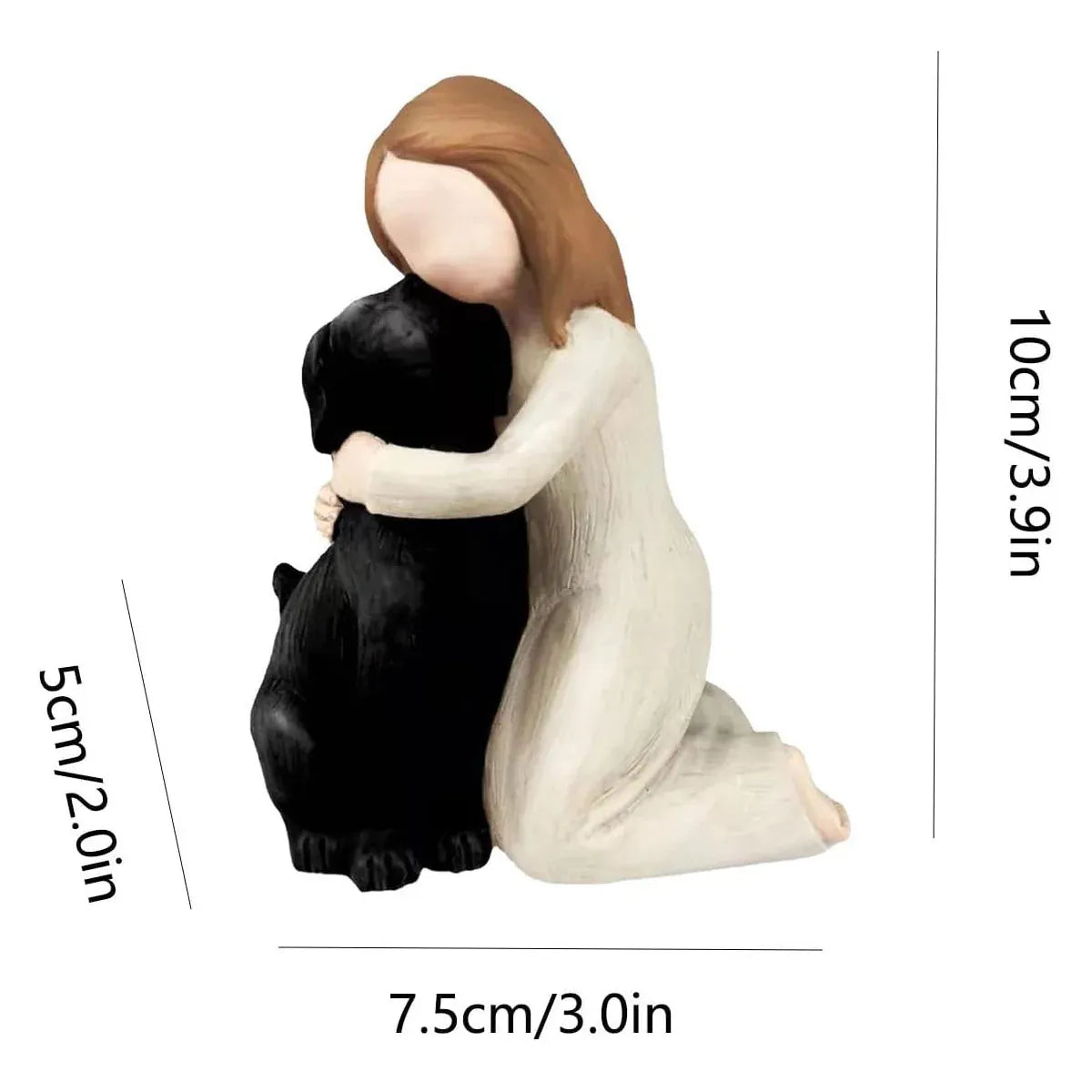 Girl Hugging Dog Ornament Decorative Figurine Resin Home Decoration Craft Gift - Yellow V528-PET-SOUVENIR-YELLOW-514661