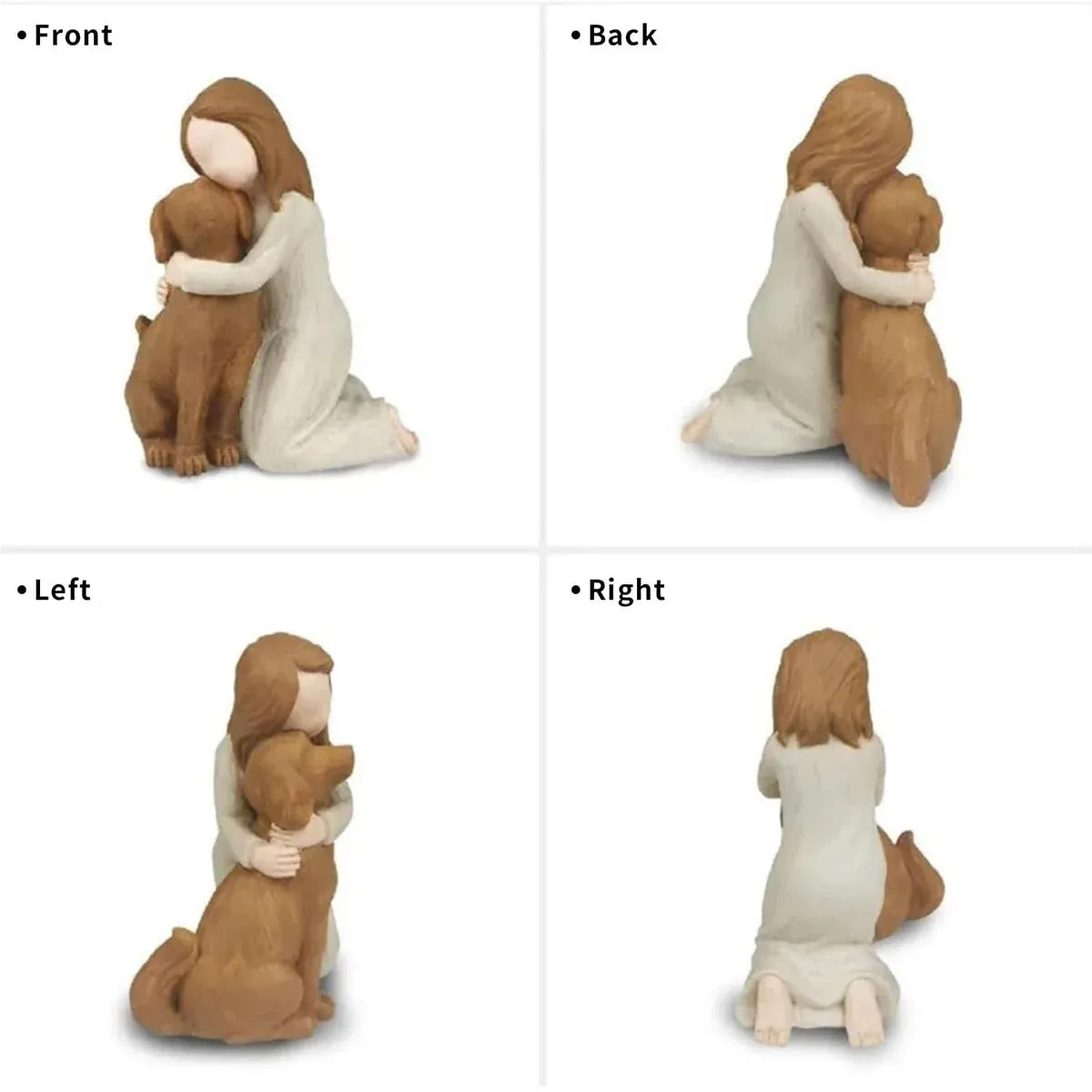 Girl Hugging Dog Ornament Decorative Figurine Resin Home Decoration Craft Gift - Yellow V528-PET-SOUVENIR-YELLOW-514661